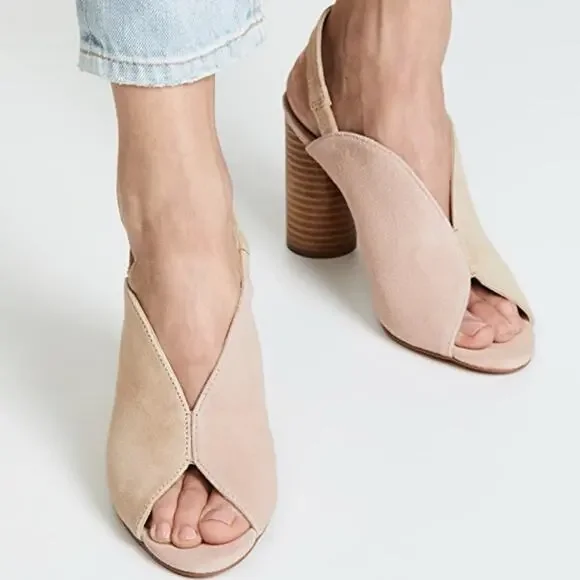 Jaggar Australia Got Your Back Nude Blush Suede Block Heel Sandal 40